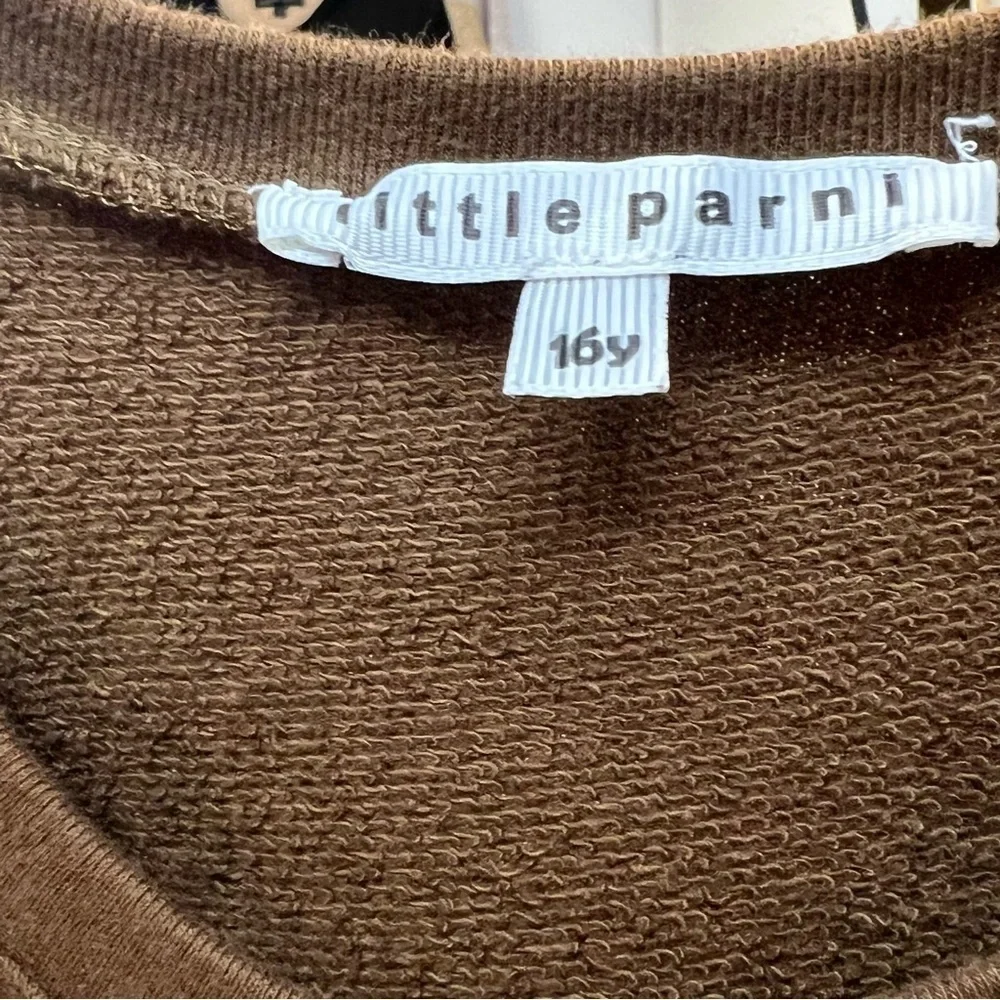 Little Parni Girls Brown Tiered Sweatshirt Dress Sz 16 fall winter spring casual